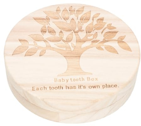 ERINGOGO Caja de Madera para Guardar Dientes de Leche Ñiño Organizador Pequeño para Recuerdos Infantiles Soporte para Cabello Fetal y Tapa Personalizada Nombre Fecha y Peso de Nacimiento
