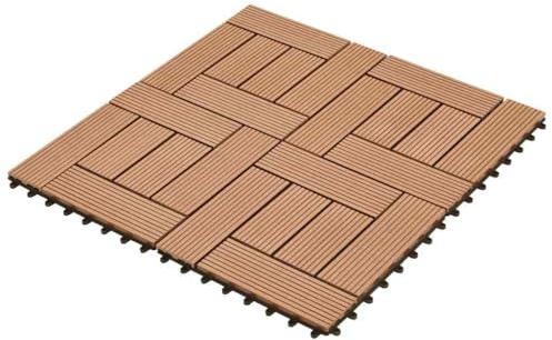 Klebefliesen Küche Boden,Terrassenfliesen 11 Stück WPC 30 x 30 cm 1 qm Schwarz,Bodenfliesen für Esszimmer,Wohnzimmer