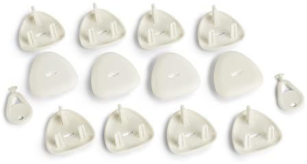 Nuby Socket Safety Protectors, UK Plug Type, Easy Fit, 12-Pack | Easy Fit Socket Covers for UK Plug Sockets, Quick & Simple Home Baby Proofing to Protect Curious Little Fingers