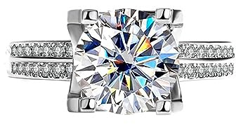 3kt Moissanite Bröllopsringar for kvinnor D Färg VVS1 925 Sterling Silver Diamantringar Röd/Grön/Rosa Förlovningsringar med certifikat(White,8)
