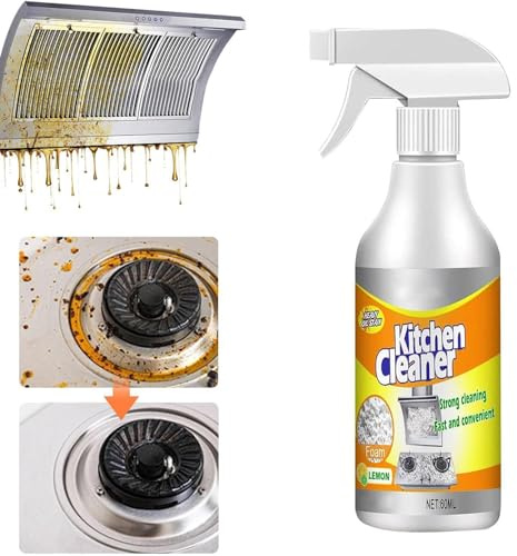 Greasy Dirt Clean Spray, Fettlöser Küche, 120ml Küchenreiniger Reiniger Instantly Decomposes Stubborn Stains And Oil Stains, Stain Cleaner für Dunstabzugshauben, BacköFen, Kochgeschirr & Mehr