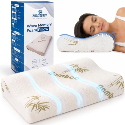SnoozEasy™ Memory Foam Pillow for Neck & Shoulder Pain Relief | Orthopedic Cervical Pillow with Contoured Neck Support | Cooling Bed Pillow for Side & Back Sleepers | UK Brand