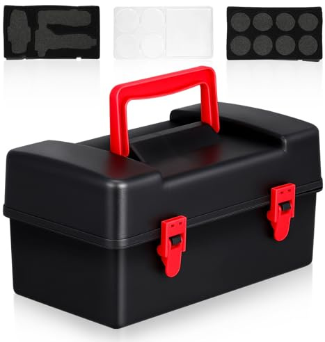 jojofuny Aufbewahrungsbox für Kreisel Leer Box Tasche Transportkoffer mit Schaumstoffeinlage Blister Inlay Zubehör Gyro Organizer Kampfsystem Spielzeugkoffer Schwarz 22x12x11cm