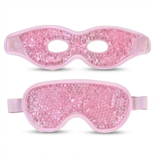 Máscara refrescante de gel para los ojos 2 unidades reutilizable máscara de enfriamiento para mujer hombre migraña terapia de frío caliente ojos secos aliviar la fatiga ocular (Rosa)