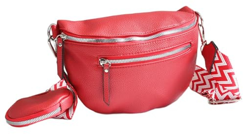 irisaa Umhängetasche Damen Crossbody Bag, 3 in 1 Schultertasche, Bauchtasche mit Reißverschluss und Verstellbarem breitem Gurt, Handtasche für Männer Frauen, DKB Farbe:Rot