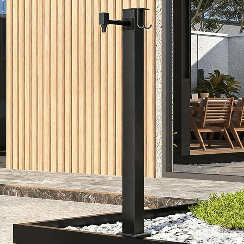 Columna De Agua De Acero Inoxidable 304 Para Jardín Exterior, Soporte De Manguera Independiente, Hidrante De Jardín Montado En El Suelo, Fuente Decorativa(Black 2,96cm/37.8in)