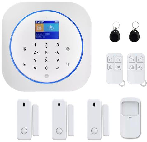 Discoball Home Security System, Wireless Alarm System with Motion Sensor, Door/Window Sensor & Remote Control, Works with Smart Life, Tuya App & Alexa (9 piece House Security Set)