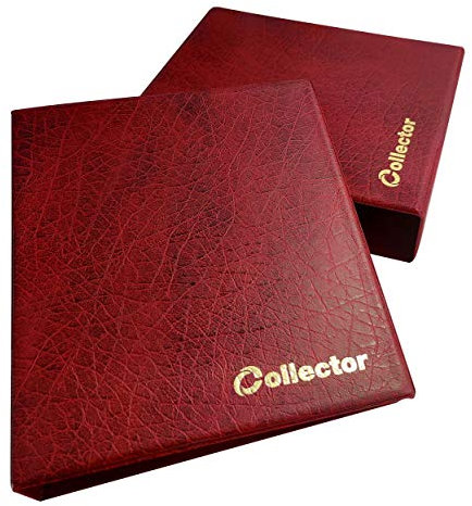 COLLECTOR Album di Monete con Custodia da Collezione, per Monete di Varie Dimensioni - con Diverse Pagine munite di divisori con Elenco Album con Etui per 221 Monete Rosso