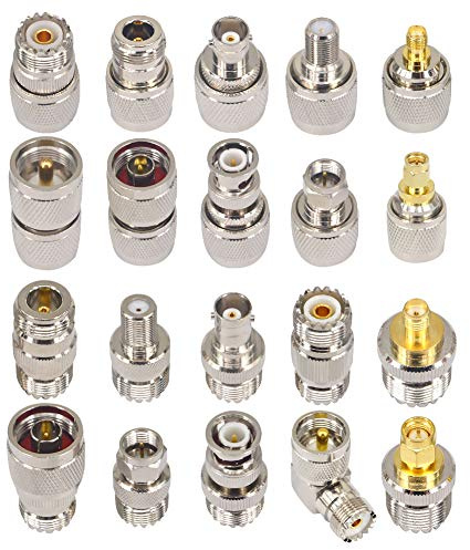 Boobrie UHF RF Koaxialstecker-Kit SO239 PL259 Adapter-Set UHF auf SMA/BNC/N/SO239 PL259/F Adapter VHF für CB-Antenne Wireless LAN Geräte Wi-Fi Radios externes Baofeng Radio 20 Stück