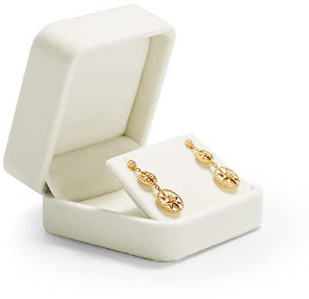 Oirlv Weiß Samt Ohrringbox,Geschenkbox für Ohrringe,Ohrstecker Etui,Schmuckschatulle für Valentinstag Geburtstag