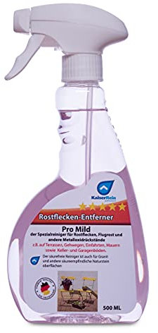 KaiserRein Rostflecken-Entferner Pro mild 0,5 L mit Indikator der Spezialreiniger zur Entfernung von Rost I Der Rostentferner eignet sich für Fliesen, Stein, Metall, Mauer, Terrasse