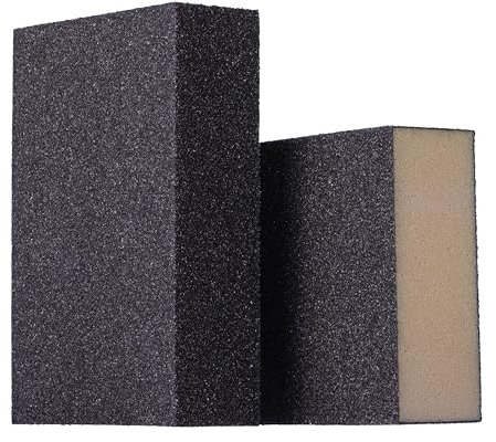 YoiYee Lot de 2 blocs de ponçage à grain moyen (grain 120–180), éponges sèches et humides, tampons de polissage en mousse abrasive, pour bois/métal/plâtre/mur/voiture/modélisation