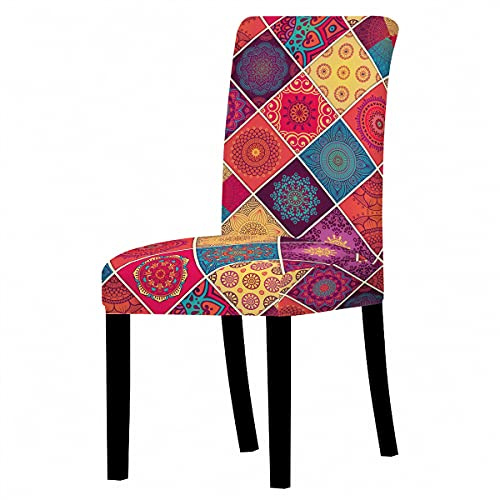 Morbuy Patchwork Drucken Stuhlhussen Set Stretch Beschützer Stuhlbezug Stuhlüberzug, Universal Elastische Spannbezug Hochzeit Weihnachten Partys Bankett Hotel Dekor (6 Stück,Mandala Patchwork)
