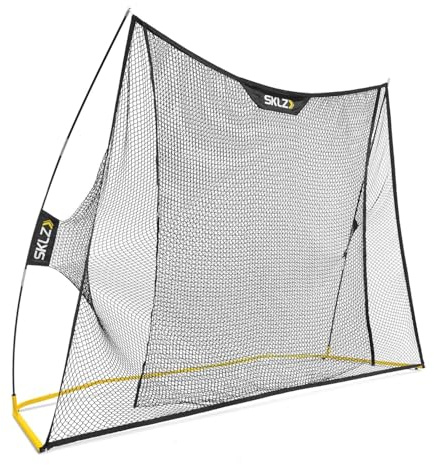 SKLZ Home Golf Net – Dubbel nät med snabb bollåterföring för alla klubbor – 3m x 2.1m ram, 2m x 2m framkollektornät för effektiv träning och snabb återhämtning av bollar.