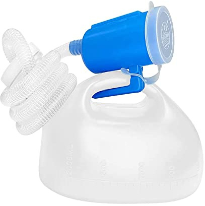 Male Urinal, QeeHeng Portable Urine Bottles, 2000ml Leak-Proof Pee Bottl Large Plastic Pee Holder for Hospital,Incontinence, Elderly, Travel, Driving, Camping (White)