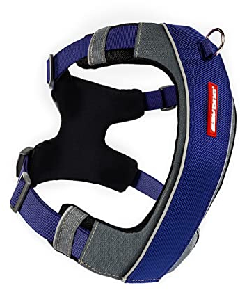 EzyDog No-Pull Hundegeschirr für Kleine Hunde, X-Link Anti Zug Geschirr Hund Verstellbar, Welpengeschirr Einstellbar, Reflektierendes, Größenverstellbar, Brustgeschirr Gepolstert (S, Blau)