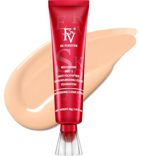 FV Fond de Teint Liquide, Adapté aux Peaux Sèches et Mixtes, Waterproof, Couvrance Moyenne, Léger, Effet Sans Défaut, Non Testé sur les Animaux, Tenue 12 Heures, 30ml, Nourishing Classic Ivory