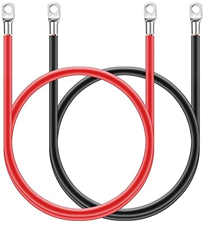 Batteriekabel Kabel, Kupferkabel 2 Stück Batteriekabel, Batterie-Kabel 12V/16mm² Kupferkabel Kupfer Stromkabel mit M10 Ringklemmen Autobatterie Kabel KFZ Kabel, für Motorrad Solar Autobatterie