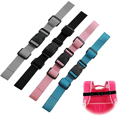 JOYOLA Brustgurt Rucksack Verstellbarer, 4 Stück Brustgurt mit Schnellverschluss Rutschfester Gürtel für Schulranzen Schulrucksack Rucksack universal für Jogging und Wandern Außerhalb