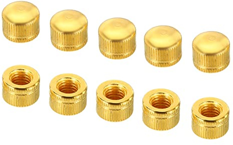 PATIKIL M8 10Pack Kappe Mutter Hutmutter Schraube Knopf Kappe Einsatz Bolzen Abdeckung Innengewinde Gerändelte Hardware Steckverbinder Lichttechnik Elektrophorese Gold