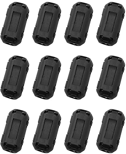 TAODAN - Filtro antirumore a clip, 12 pezzi, con nucleo in ferrite a scatto, anello di strozzamento RFI EMI per cavo di alimentazione USB/audio/video, clip di arresto con nucleo in ferrite nera