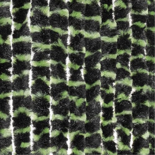 Moritz Flauschvorhang aus Chenille 100 x 230 cm grün schwarz gestreift Türvorhang als Fliegenschutz Insektenschutz für Camping Wohnwagen