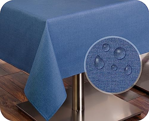 Tischdecke Tischläufer Leinen Struktur, abwischbar schmutzabweisend, Baumwolle, Farbe und Größe wählbar (Tischläufer 40x140 cm, Jeansblau)