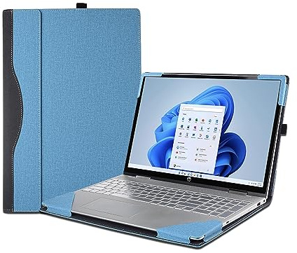 Cover Case for HP Envy x360 15.6'' 2-in-1 Laptop and HP Pavilion x360 Convertible - PU Leather Protective Shell, Detachable Laptop Bag (Light Blue)