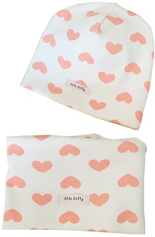 VUCDXOP 1 Set Cappello e Sciarpa del Cotone per Ragazzi e Ragazze, Autunno e Inverno Carino Neonato Bambino Spessa e Calda Outdoor Sciarpa del Cappello con Sciarpa Set Sciarpa e Berretto