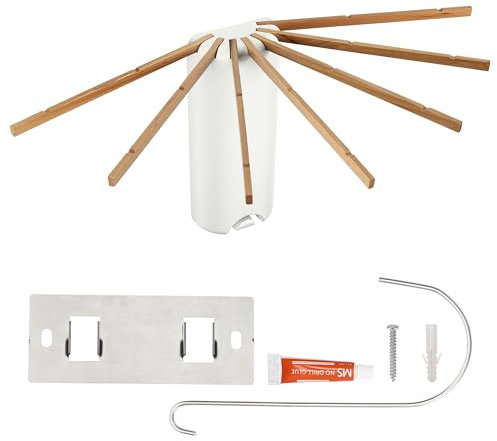 BELLE VOUS Wandtrockengestell mit hängenden Armen - Wäscheständer platzsparend - Faltbar - Wäscheständer platzsparend Balkon - Wäscheständer Wandmontage - Für drinnen und draußen