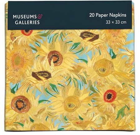 Pack of 20 Paper Serviette Napkins - Sunflowers Design by Vincent Van Gogh - Disposable Tableware