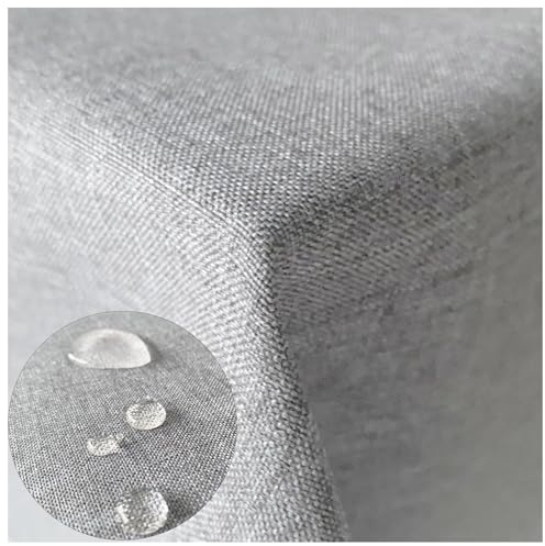 Hochwertige Tischdecke Stofftischdecke In und Outdoor Leinenlook wasserabweisend schmutzabweisend wetterfest Gartentischdecke Tafeldecke Tischtuch (Hellgrau, Eckig 110x110cm)