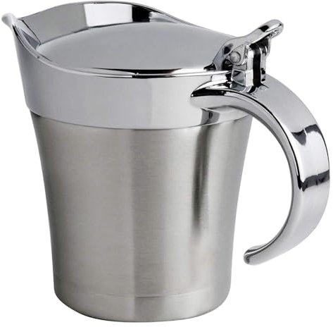 Stainless Steel Double Insulated Gravy Boat/Sauce Jug - with Hinged Lid,16Oz/95
