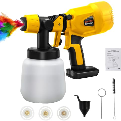WingFly Cordless Paint Sprayer Compatible with Dewalt 18V,21v Battery, HVLP Fence Paint Sprayer Gun with 3 Spray Patterns for Fencing Decking Wall Ceilings Home Furniture(No Battery)