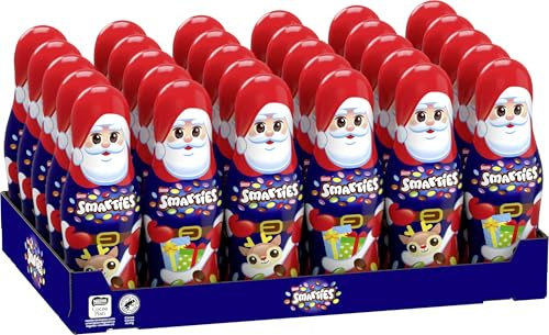 Nestlé SMARTIES Schoko-Weihnachtsmann aus Vollmilchschokolade, Hohlfigur gefüllt mit SMARTIES Mini, 30er Pack (30 x 50g)