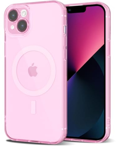 Svanove per iPhone 13 Mini Cover Compatibile con MagSafe, Trasparente Magnetica Protezione della fotocamera Custodia, Sottile Silicone Antiurto Anti-Graffio Custodia Case, Rosa Chiaro