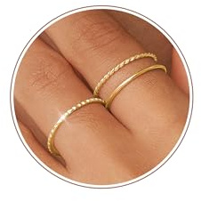 ZHESHY 3 Stück Gold Silber Ring Frauen 18k Vergoldete Dünner Goldene Ringe Set Stapelbar Verlobungsring Eheringe Statement Daumenring Fingerring Hypoallergene für Damen Mädchen Schmuck Größe 52-64