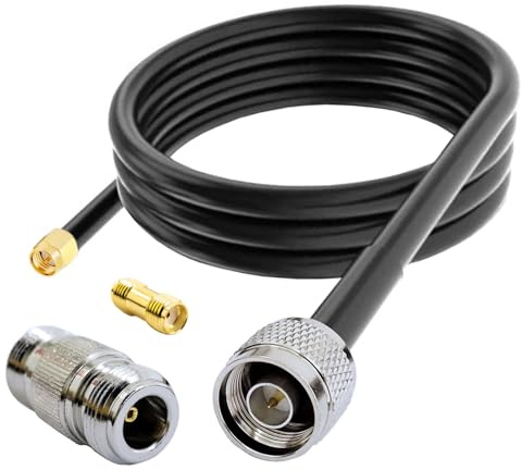 Young Wolf n à SMA Jumper n mâle à SMA mâle à faible perte câble coaxial rg58 avec 2 n SMA kit d'adaptateur pour antenne 3G 4G 5G LTE Radio Amateur GPS wifi (3m)