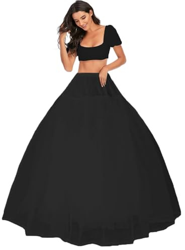 Sottogonna Sposa Sottoveste da Nozze 3 Strato Abiti Carnevale Sottovesti e Sottogonne 3 Layers Wedding Petticoat Crinolina Bianca sotto gonne Tulle Underskirt Abito da Ballo Gonna Donna(Nero,40)