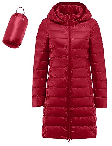 Doudoune Légère Longue Capuche Femme Hiver - Veste Matelassée Ultra Légère Manteau Plume Oversize Fine Grande Taille Parka Duvet Matelassé