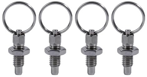 4 piezas de perilla sin bloqueo de acero inoxidable con pasador de bloqueo de mano, émbolo de resorte retráctil con anillo de tracción duradero
