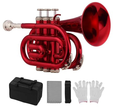 Mini-Trompete Bb Flat Brass Musikinstrumentenset Musikinstrument Trompete(Red)
