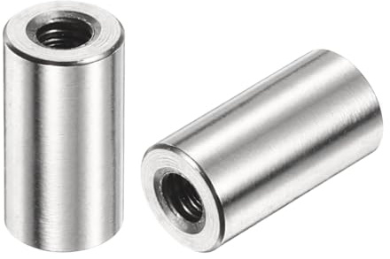 sourcing map M4 runde Verbindungsmuttern, 304 Edelstahl, Kupplungsmutter, 15 mm Länge, Hülsenstange, Bolzenmutter für Halterung, M4 x 15 x 8 mm, 12 Stück