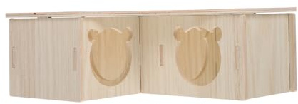 DOITOOL Mehrkammer-holzlabyrinth Hamsterhaus mit Versteckfunktion Langlebiges Naturholz Spielerisches Versteck für Zwerghamster und Meerschweinchen Multifunktionales Haustierhaus für