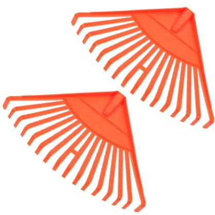 DOITOOL 2 Pièces Râteau à Feuilles en Plastique Orange 16 Dents Râteau de Jardin Compact Léger pour Pelouse Outil de Jardinage Manuel pour Ramassage des Feuilles et Désherbage