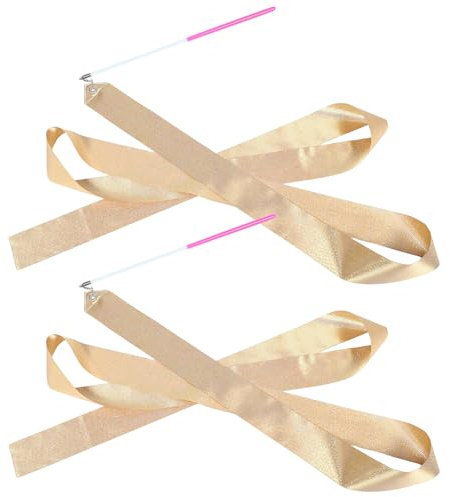 TOVINANNA 2stücke Glitzernde Wirbelbänder in Rosa-Gold Tanz und Gymnastikbänder für Junge Mädchen und Mädchen Handbänder zum Wirbeln und Tanzen für Spiel und Übungen