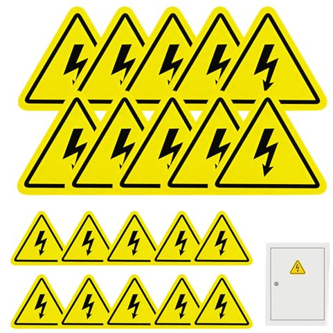 Elektrische Gefahr Aufkleber, Warnzeichen selbstklebend 5x5cm 10x10cm | 1 Set Papier-Warnaufkleber mit 2 Größen: 5×5 CM und 10×10 CM für verschiedene Kennzeichnungen