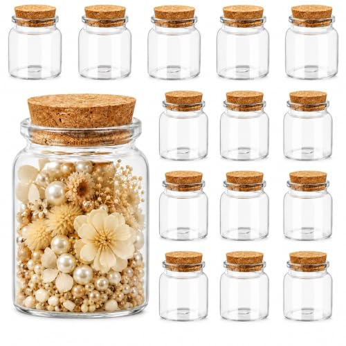 Eltichorix 15 Pièces 50ml Mini Bouteille en Verre avec Bouchons en Liège