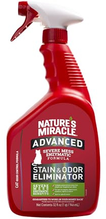 Nature's Miracle Advanced Cat Stain and Odor Eliminator Spray, Severe Mess Enzymatic Formula For Tough Pet Messes, 32 oz
