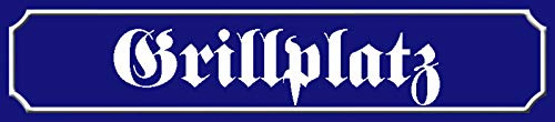 Schatzmix Blechschild Straßenschild Grillplatz Metallschild 46x10 cm Wanddeko tin Sign
